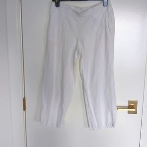 Eileen Fisher white linen cropped pants